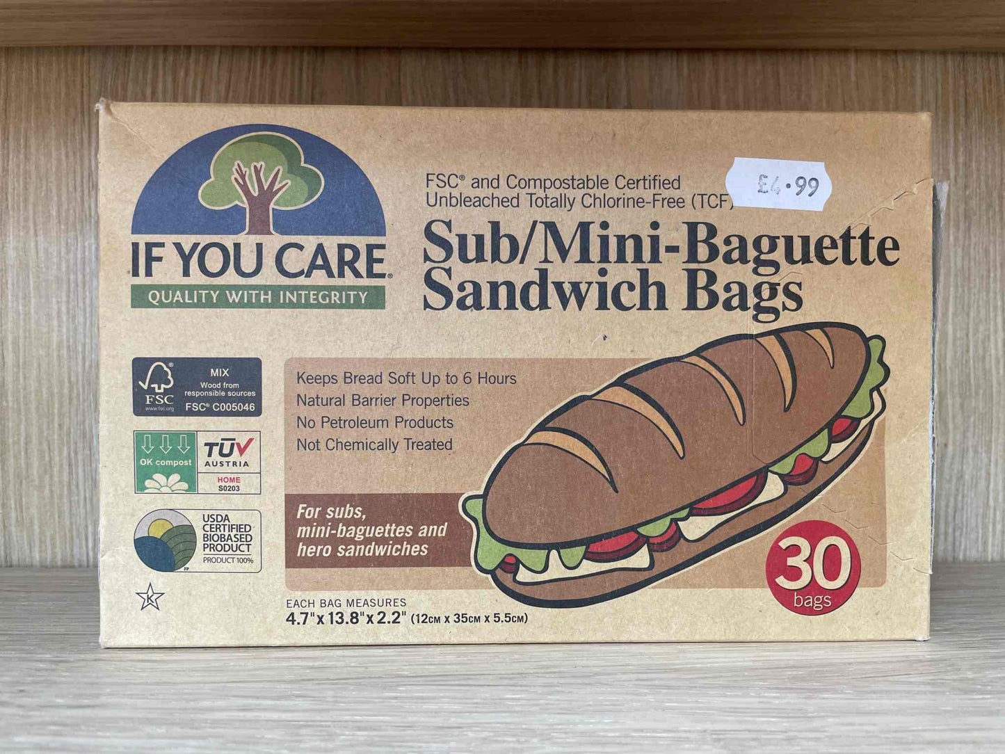 Sub/mini-baguette sandwich bags