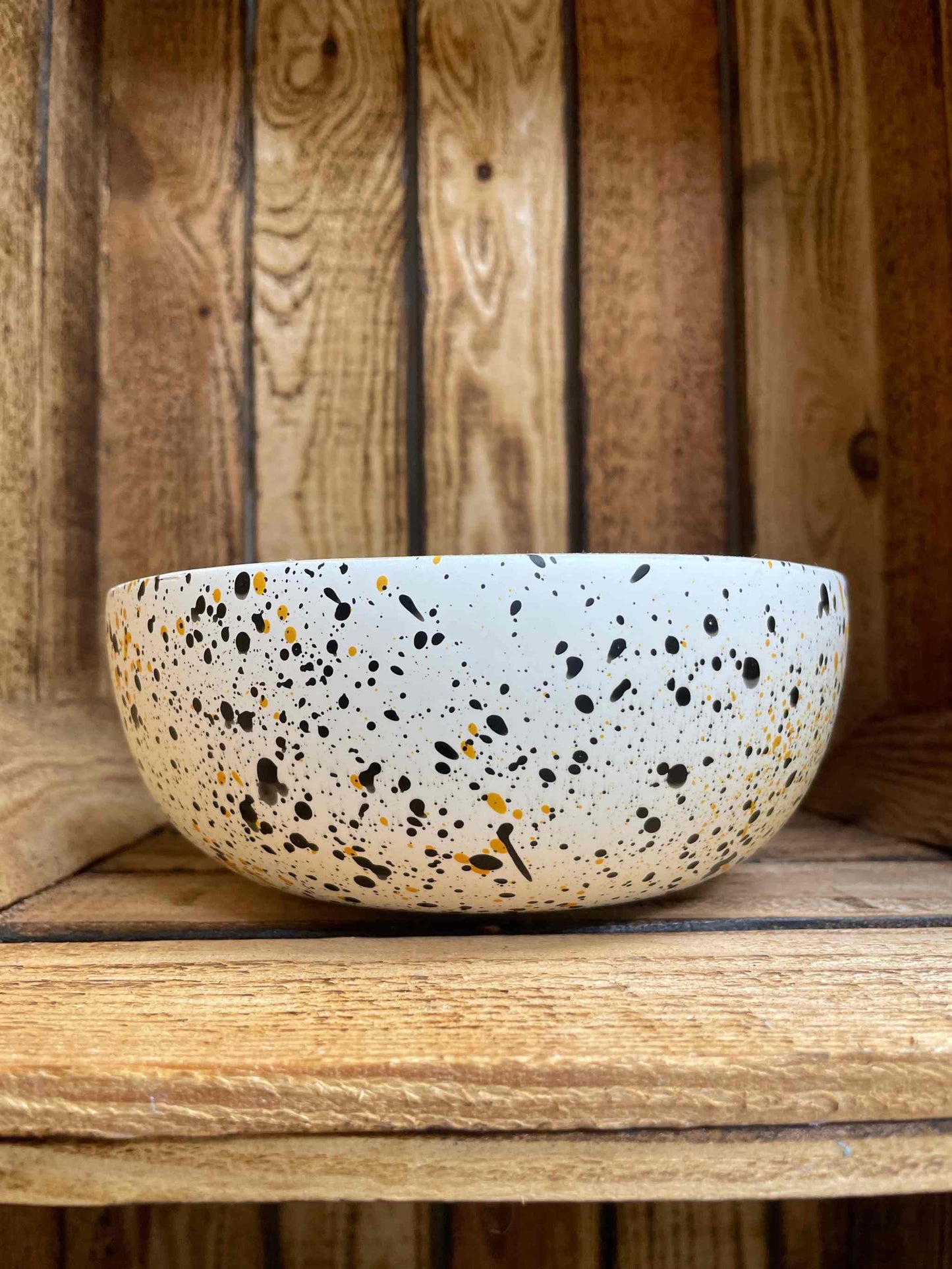 Bamboo snack bowl speckled small, eco-friendly kitchenware, sustainable stylish design.