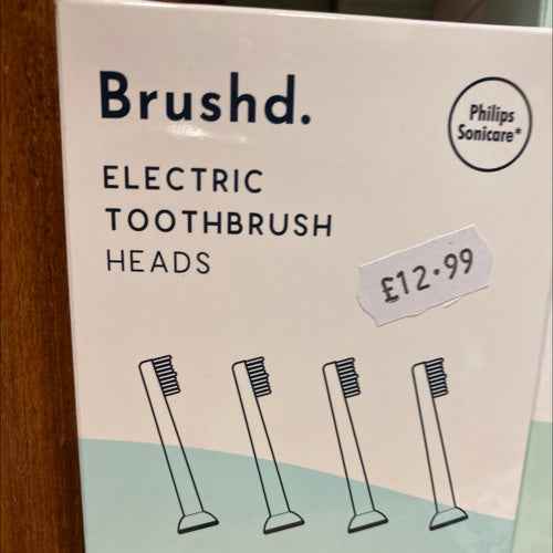 Recyclable electric toothbrush heads compatible with Philips Sonicare, eco-friendly 4 pack.