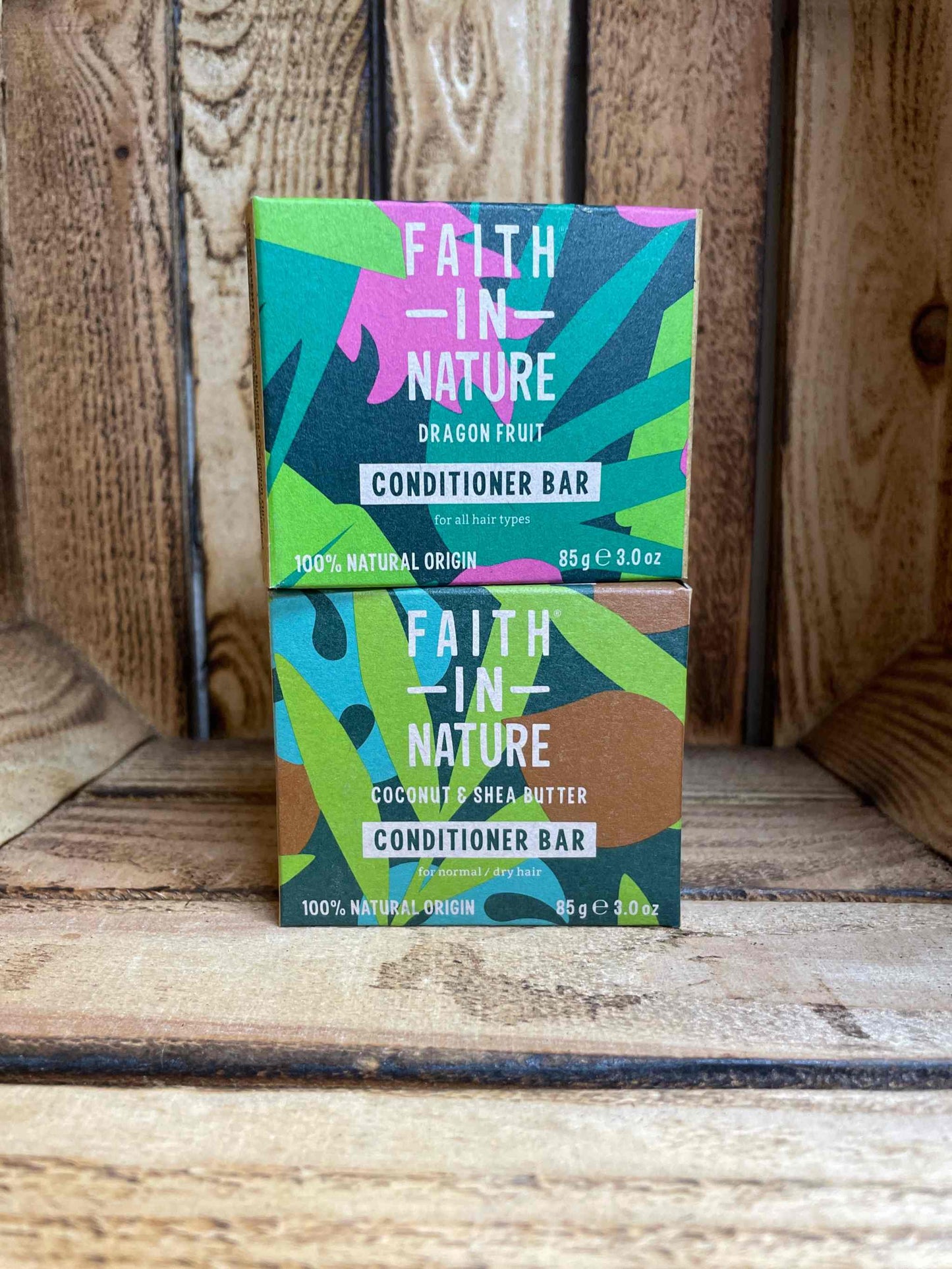 Faith conditioner bar with coconut and shea butter for natural hair care.