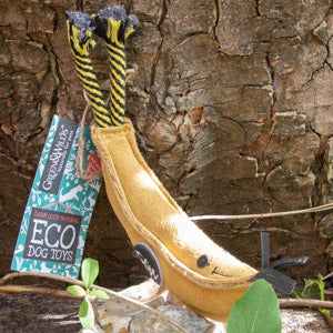 Eco-friendly dog toy Barry the Banana with durable design.