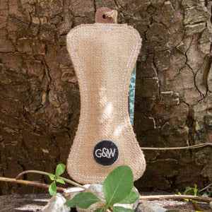 Eco-friendly G&W dog toy, Funny Bone shape, made from sustainable materials, designed for durability and interactive play.