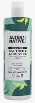 Alter/native by Suma 400ml Shampoo, Conditioner, and Bodywash bottle with tea tree and aloe vera, featuring eco-friendly packaging.