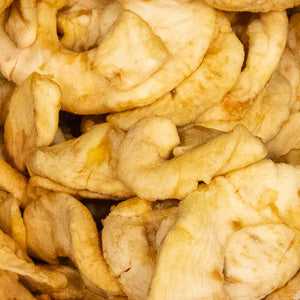 Dried apple rings (100g) with natural sweetness and crunchy texture.