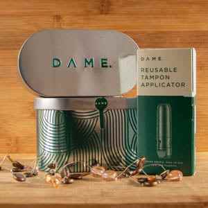 Eco-friendly reusable tampon applicator and storage tin by DAME.