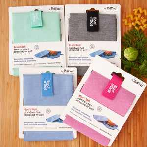 Eco-friendly Boc'n'Roll sandwich wraps in various colors including turquoise, ideal reusable wrap solution.