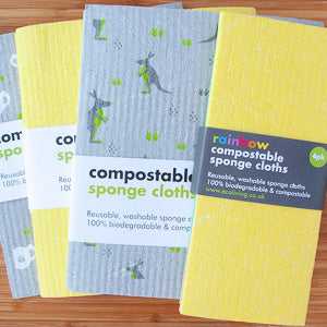 Compostable sponge cloths by ecoLiving, eco-friendly cleaning solution, 2-pack.