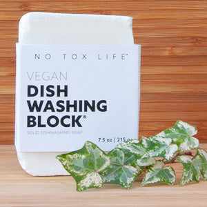 Eco-friendly dish washing block by No Tox Life, plant-based and effective cleaner.