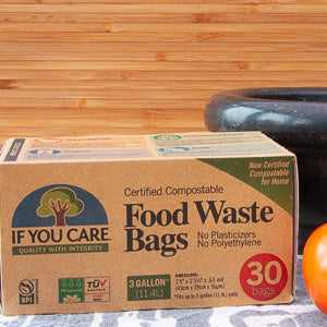Eco-friendly compostable food waste bags by If You Care, 3-gallon capacity, eco-conscious disposal solution.