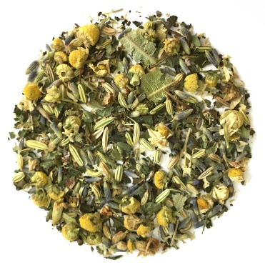 Sleep Blend Tea (50g) with chamomile, lavender, and valerian root for relaxation.