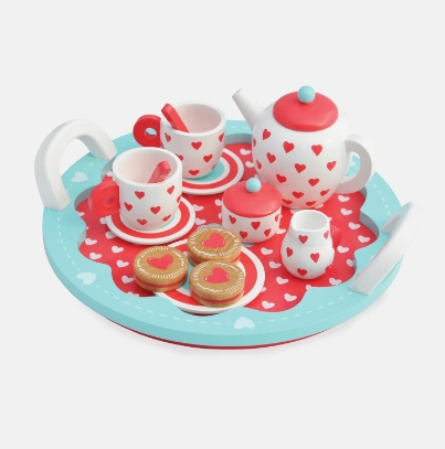 Indigo Jamm Hearts Tea Set with heart patterns for children's tea parties.