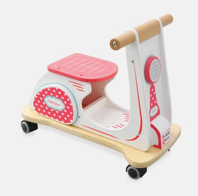 Jamm Scoot ride-on toy by Indigo Jamm Toys; sustainable rubberwood scooter with vibrant design.