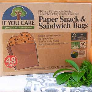 Eco-friendly mini-baguette sandwich bags packaging with 48 count label.