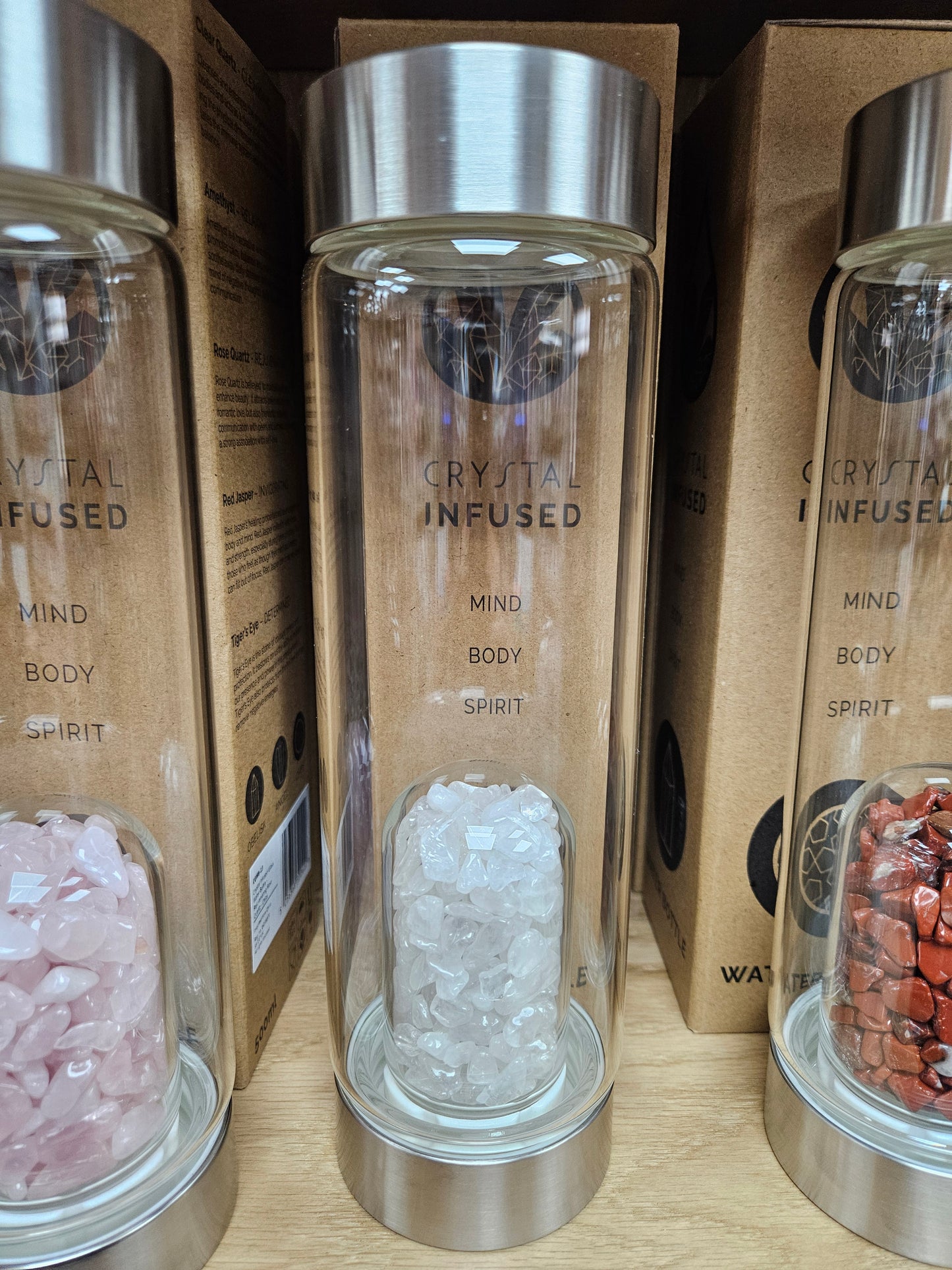 Crystal Infused Toughned Glass Water Bottles