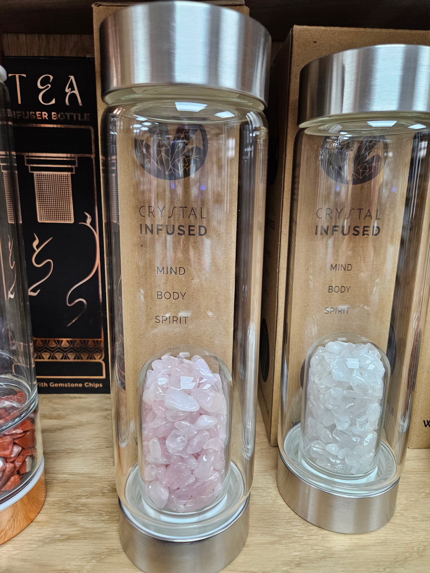 Crystal Infused Toughned Glass Water Bottles