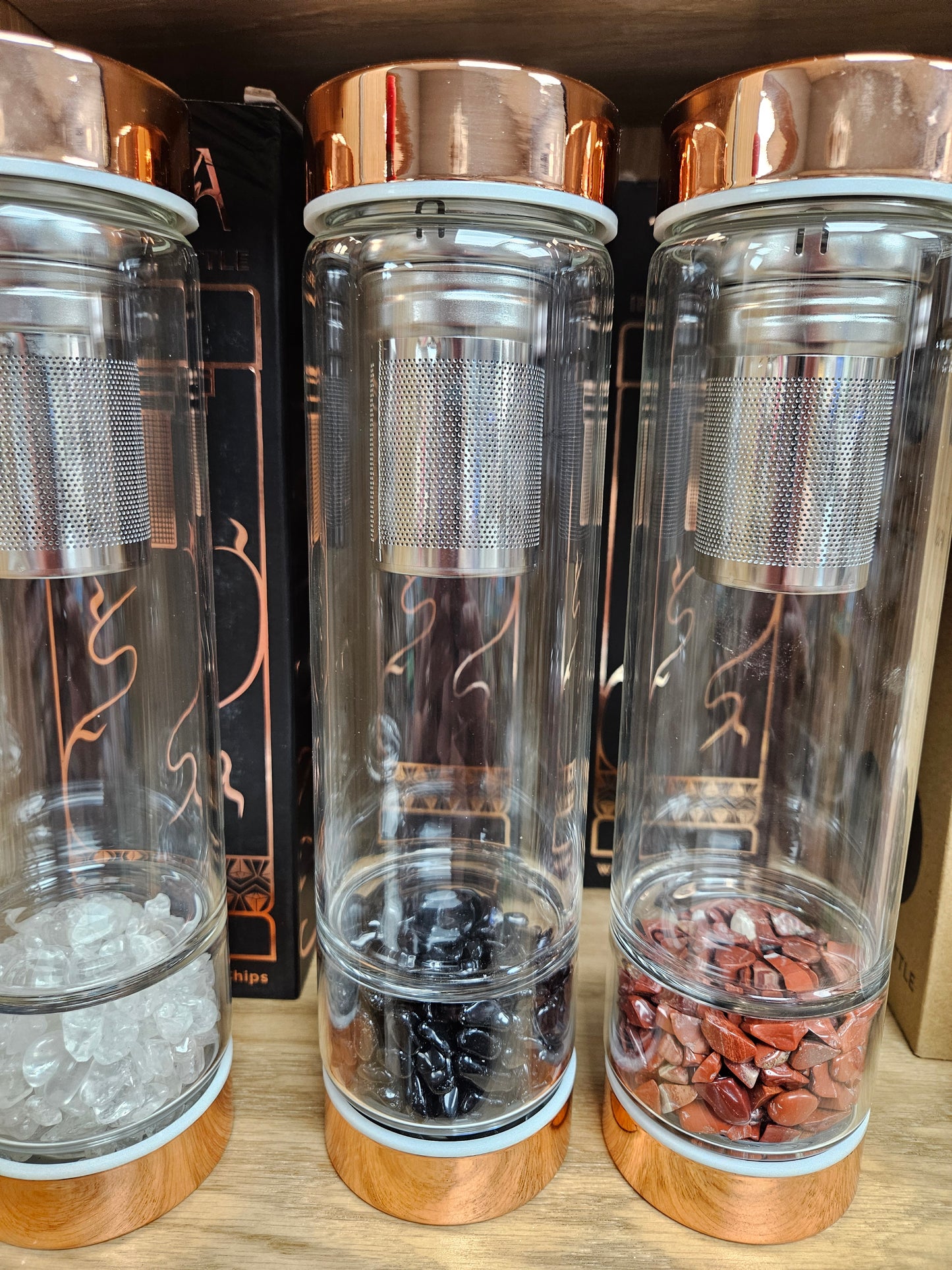 Crystal Infused Toughned Glass Water Bottles