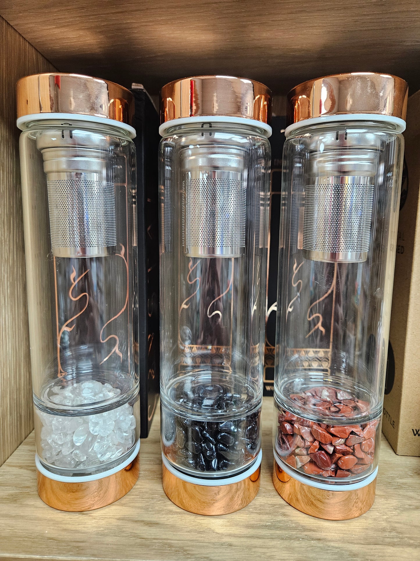 Crystal Infused Toughned Glass Water Bottles