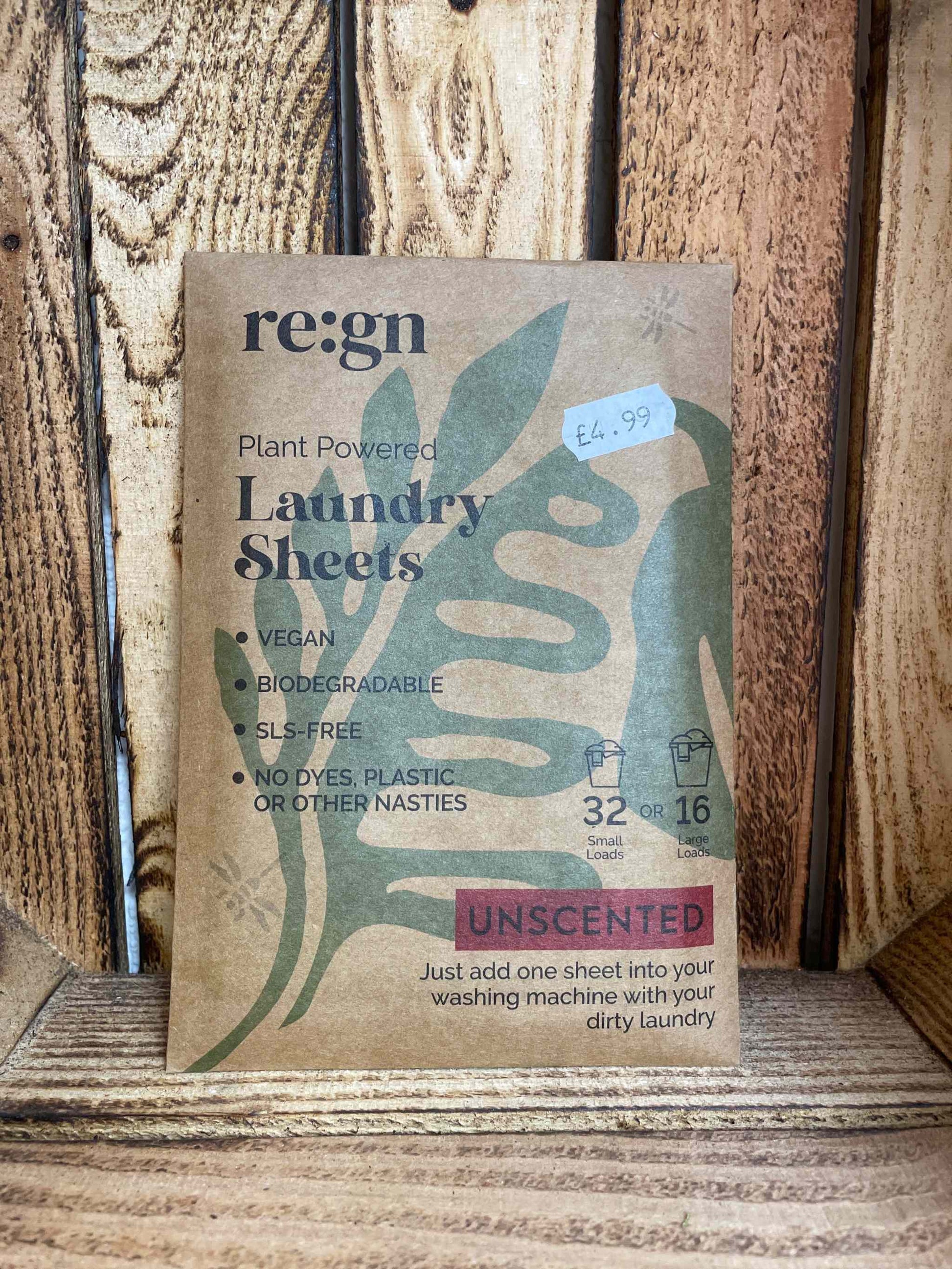 Unscented Laundry Sheets 32 Pack in eco-friendly packaging, vegan and biodegradable.