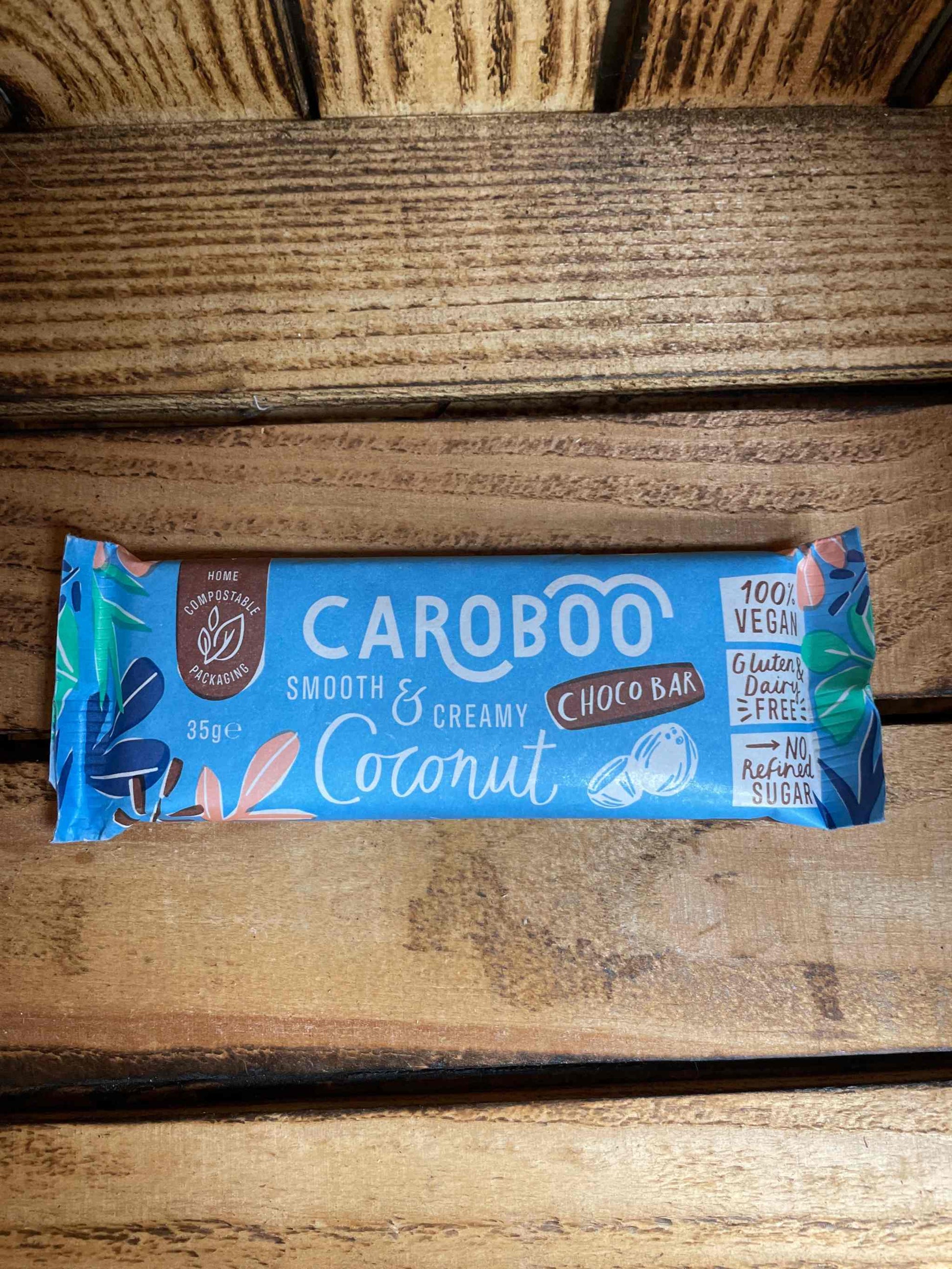 Carob Bar Coconut - vegan, gluten-free snack with a rich carob and tropical coconut flavor.