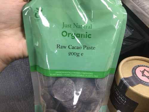 Organic Raw Cacao Paste 200g packaging