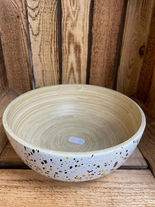 Bamboo Serving Bowl by Jungle Culture in white with eco-friendly bamboo craftsmanship, perfect for dining.