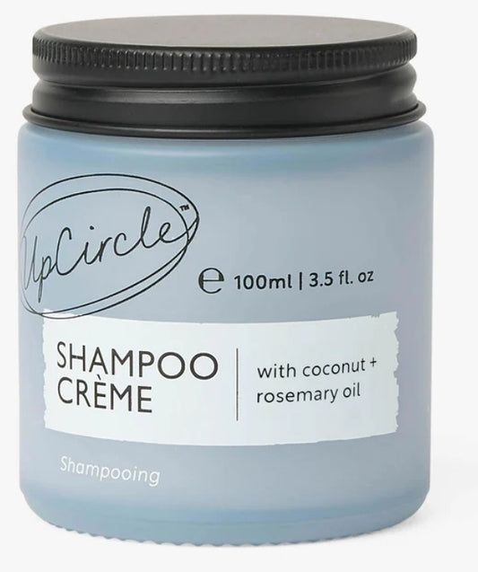 Shampoo crème in glass jar, 100ml, with coconut and rosemary oil.