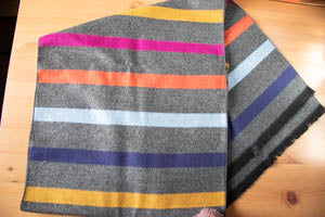 Scarf grey and colourful stripes